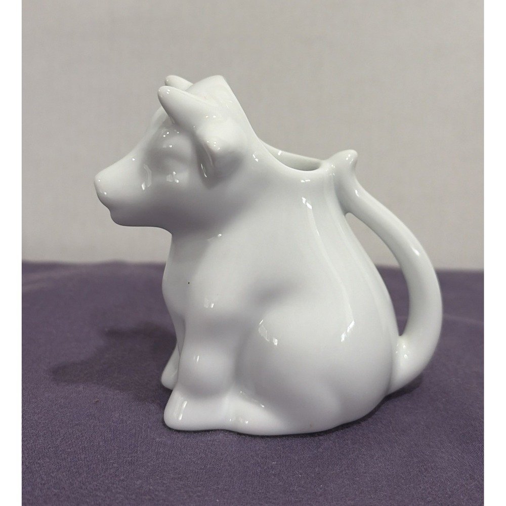 Vintage Le Coq Porcelaine White Ceramic Cow Creamer Jug - Made in Italy 3"x 3"